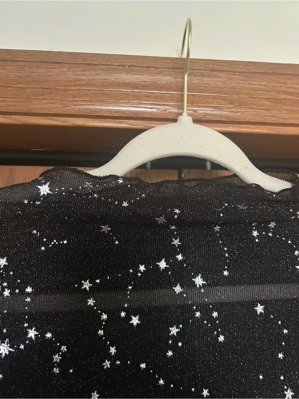 Sheer Star-Print Long Sleeve Top - Black - Picture 5 of 5